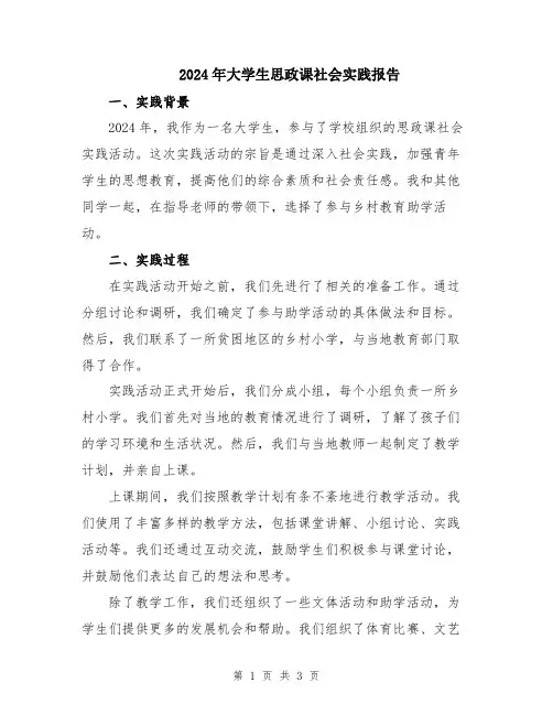 2024年大学生思政课社会实践报告