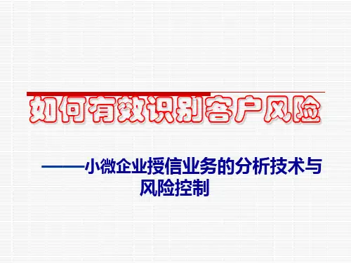 7月7日小微企业授信业务的分析技术与风险控制(公开课打印稿)