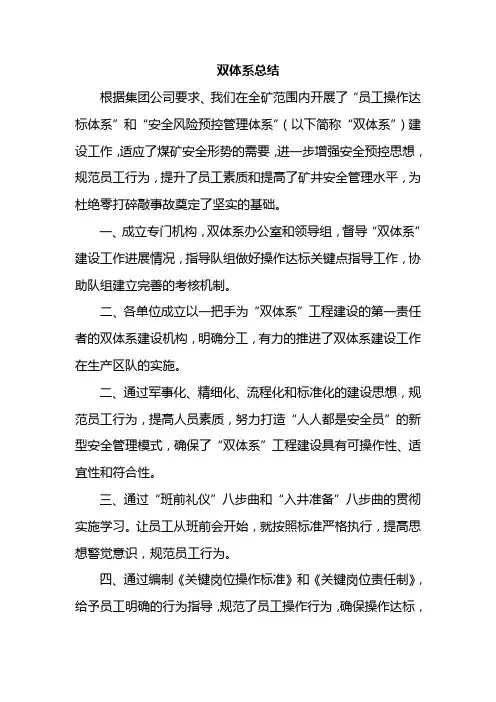 双体系总结doc