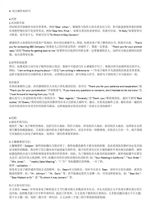Email英语电子邮件写作