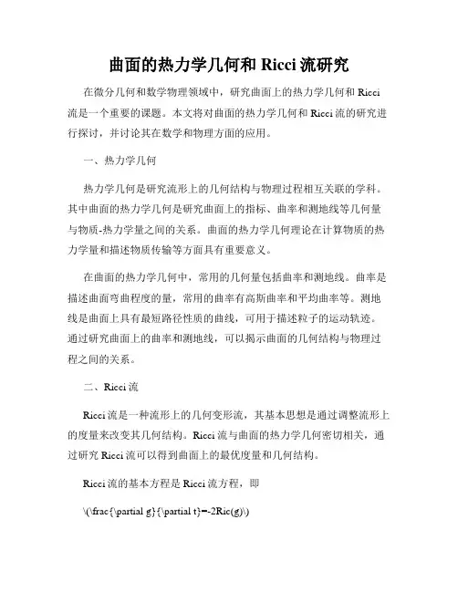 曲面的热力学几何和Ricci流研究