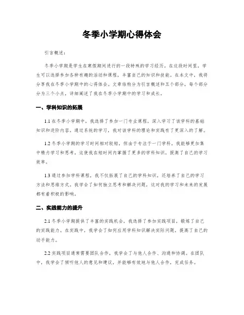 冬季小学期心得体会