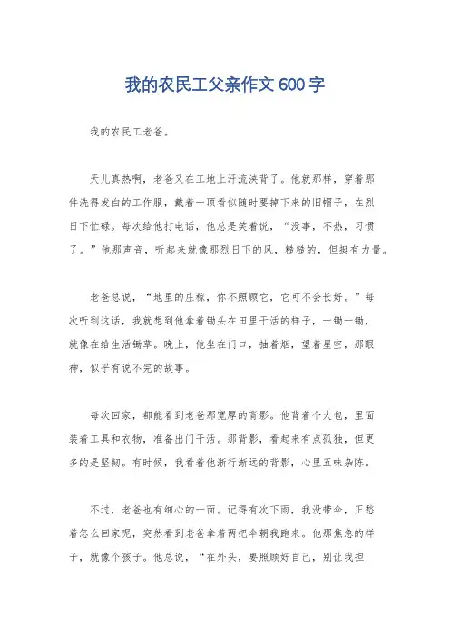 我的农民工父亲作文600字