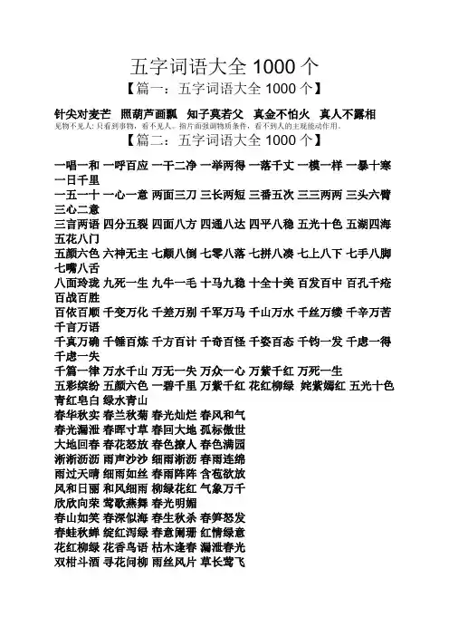 五字词语大全1000个