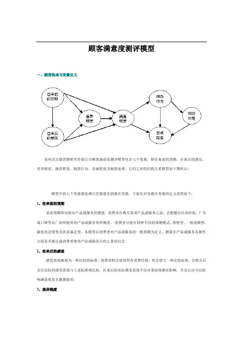 顾客满意度测评模型