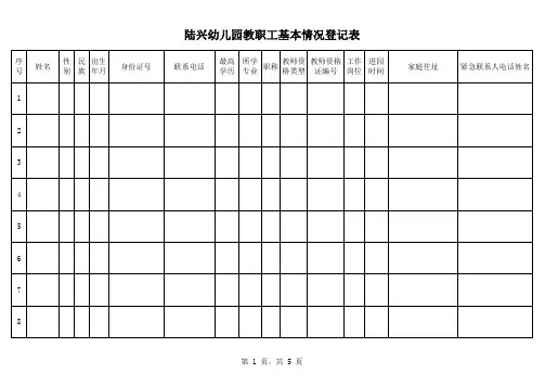 幼儿园教职工基本情况登记表