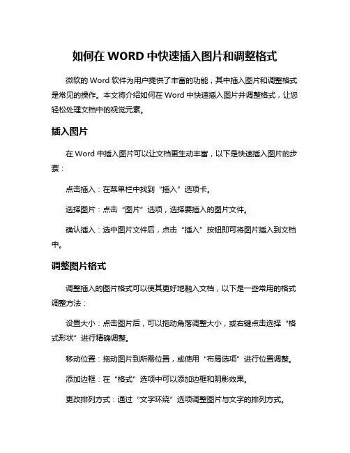 如何在WORD中快速插入图片和调整格式
