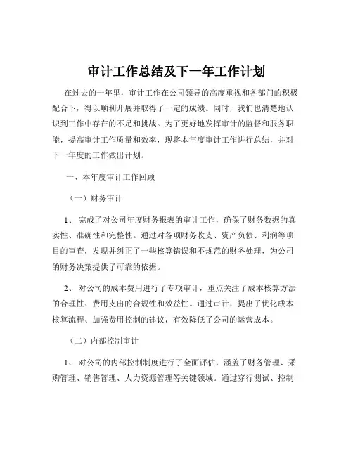 审计工作总结及下一年工作计划