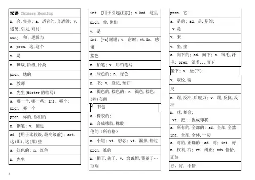 看听学一册单词打印