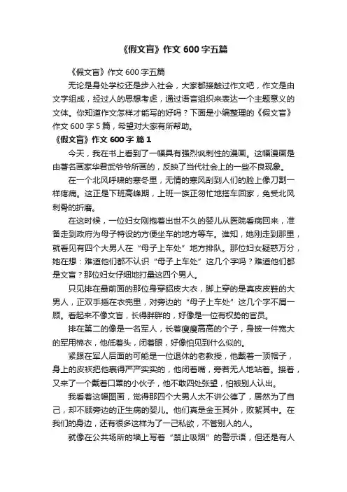 《假文盲》作文600字五篇
