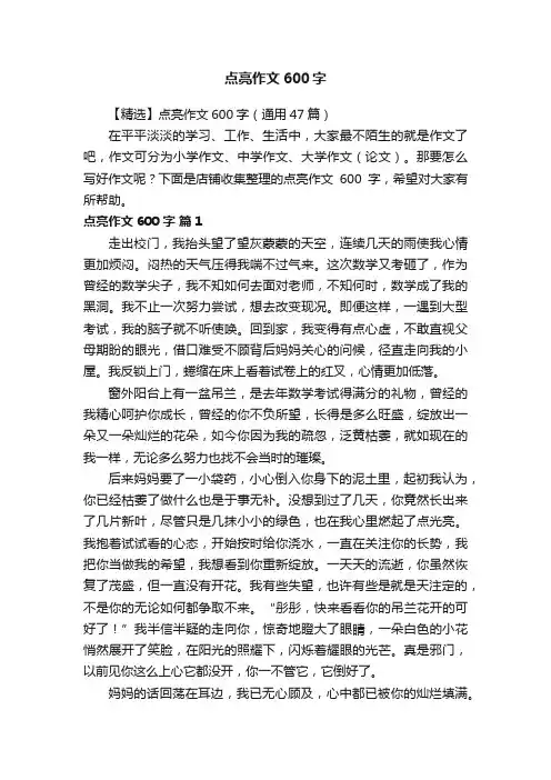 点亮作文600字 3