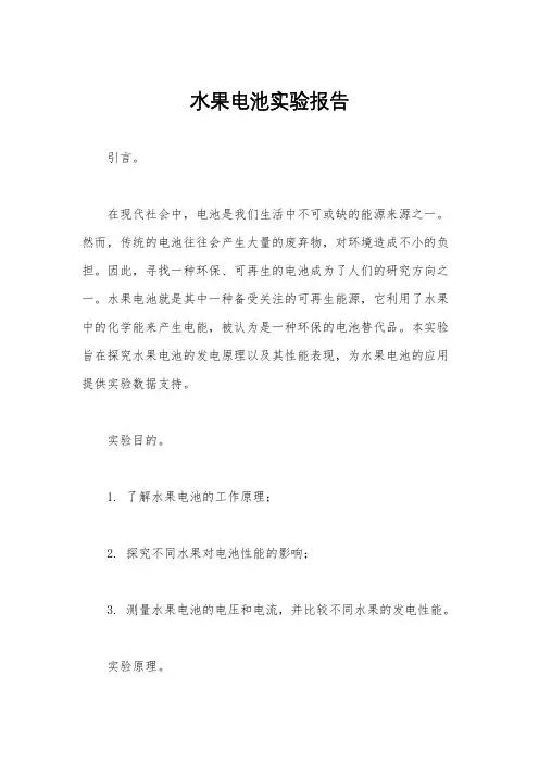 水果电池实验报告