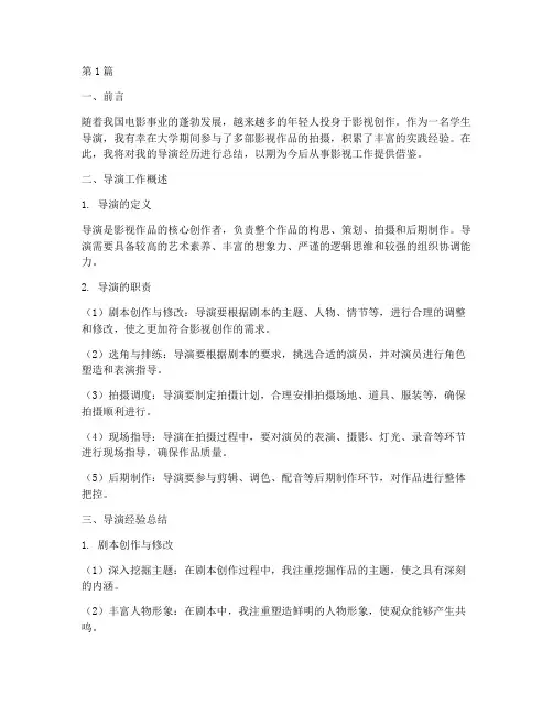 学生导演经验总结报告范文(3篇)