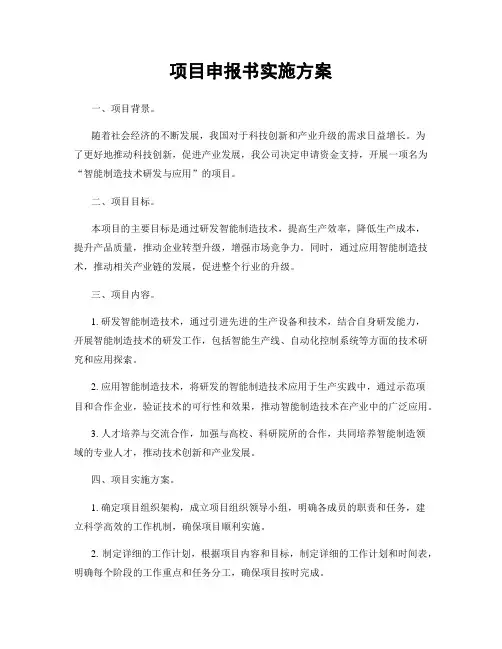 项目申报书实施方案