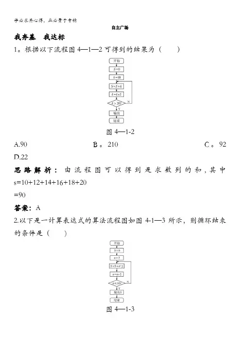 数学苏教版选修1-2自主练习：4.1流程图含解析
