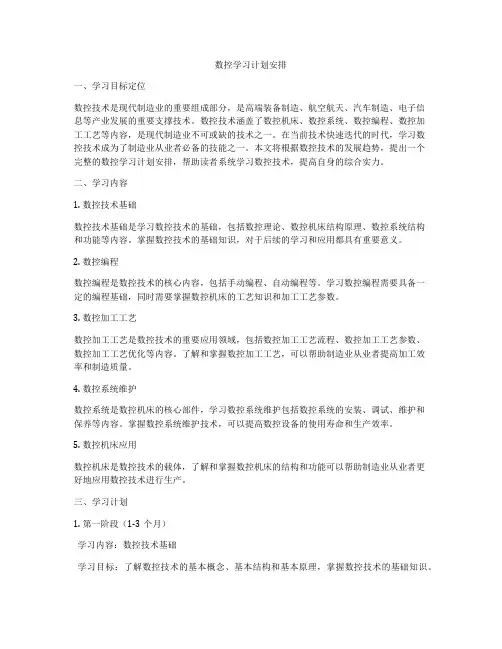 数控学习计划安排