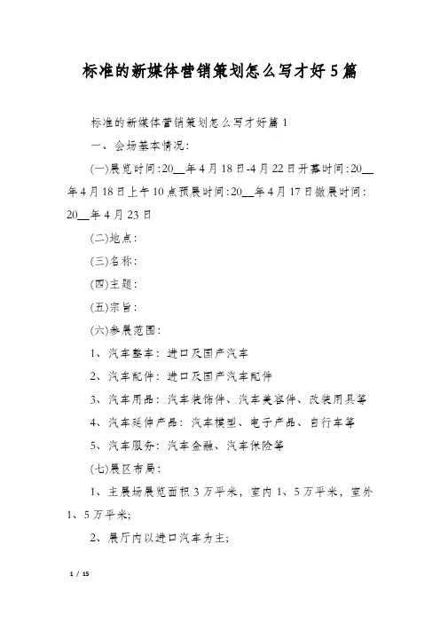 标准的新媒体营销策划怎么写才好5篇