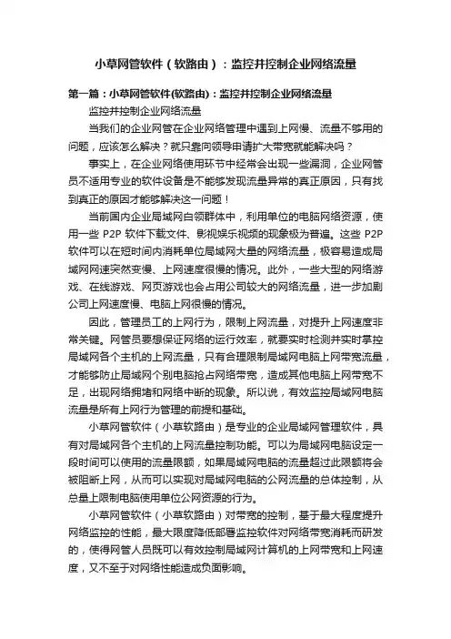 小草网管软件（软路由）：监控并控制企业网络流量