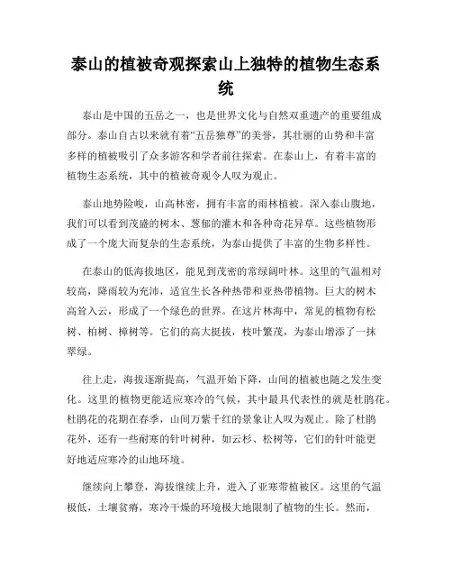 泰山的植被奇观探索山上独特的植物生态系统