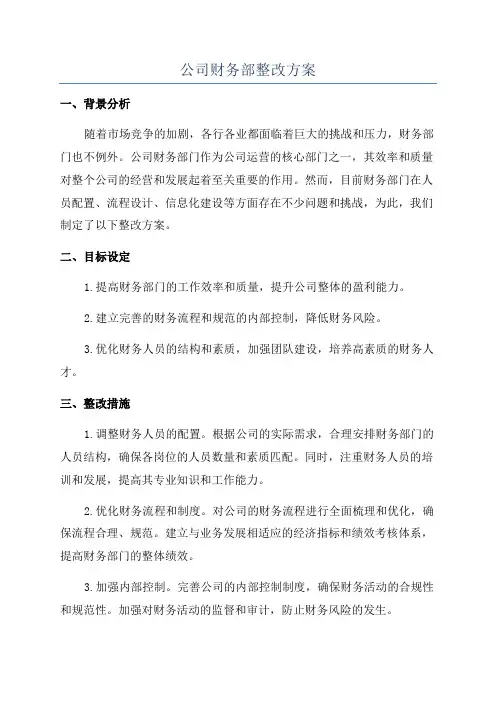 公司财务部整改方案