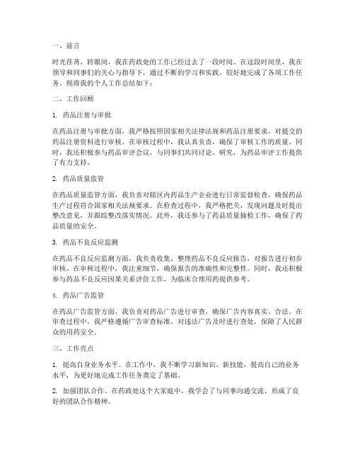 药政处个人工作总结