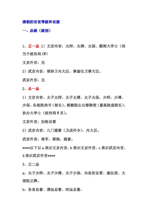 清朝的官吏等级和衣服