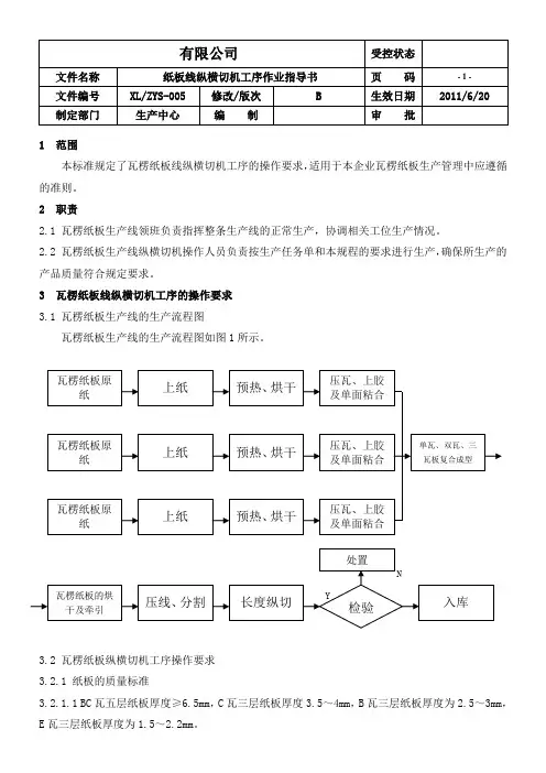 纸板线纵横切机工序作业指导书