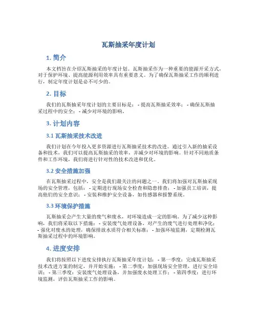 瓦斯抽采年度计划