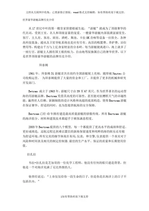 世界豪华游艇品牌历史介绍