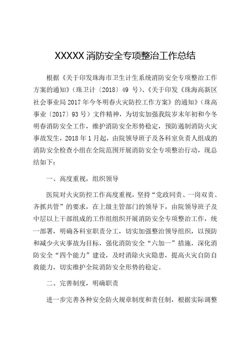 消防安全专项整治工作总结