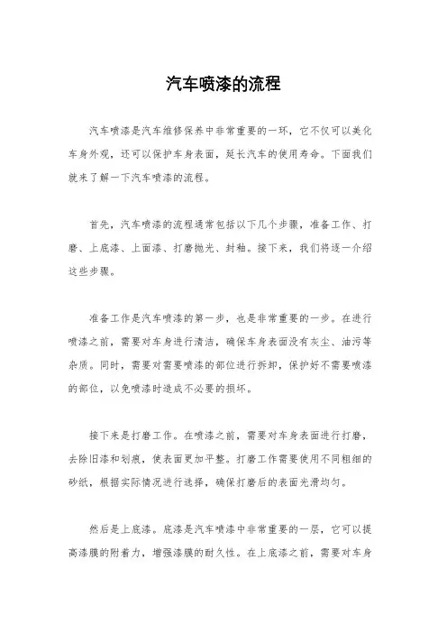 汽车喷漆的流程