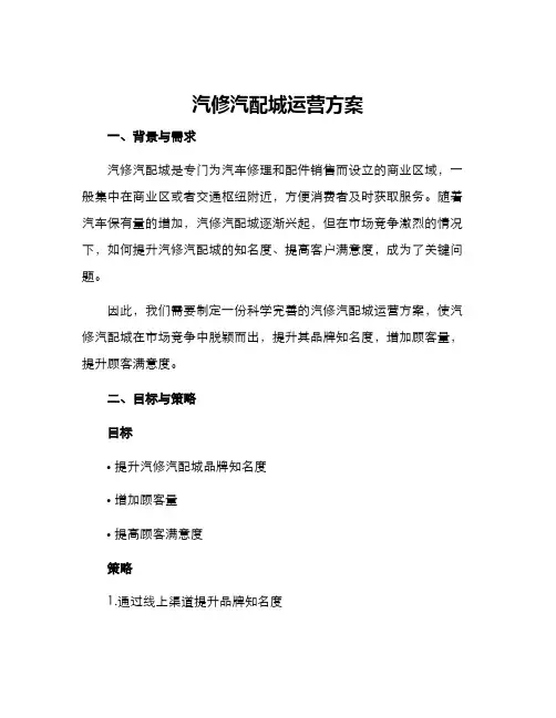 汽修汽配城运营方案
