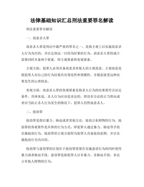 法律基础知识汇总刑法重要罪名解读