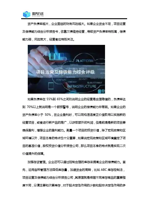 项目资金管理实施细则及偿债能力评级报告须知