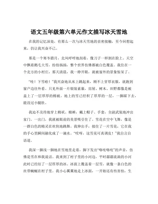 语文五年级第六单元作文描写冰天雪地