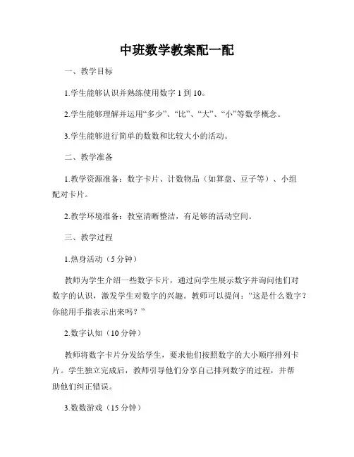 中班数学教案配一配