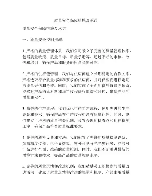质量安全保障措施及承诺