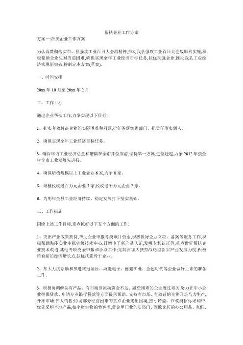 帮扶企业工作方案