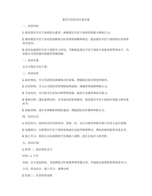 基层中层培训计划方案