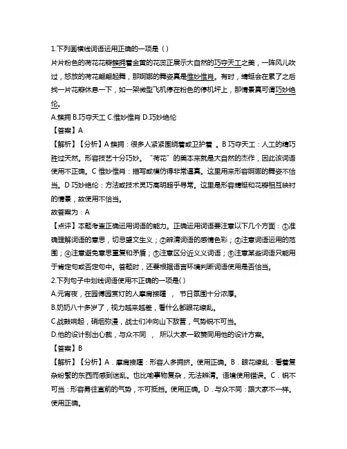 中考语文成语专项训练题二(含解析)