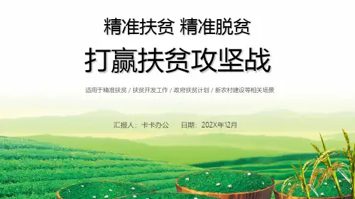 清新淡雅唯美绿色大地麦穗精准扶贫汇报PPT模板