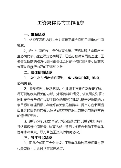 工资集体协商工作程序