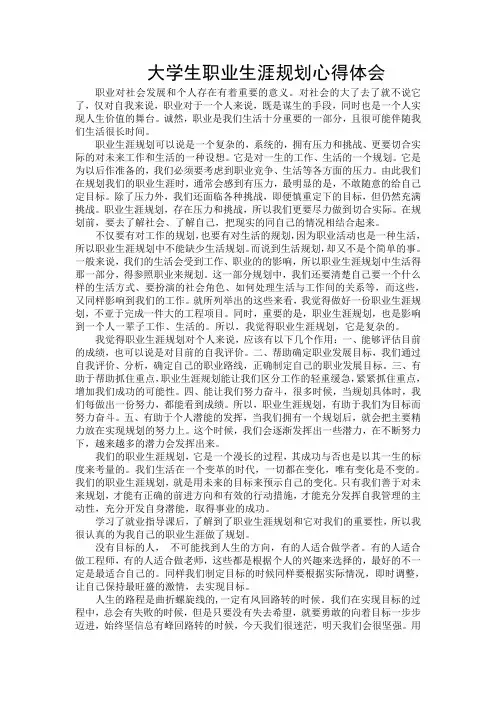 大学生职业生涯规划心得体会