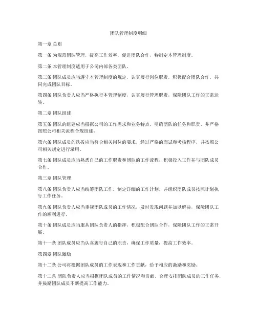 团队管理制度明细