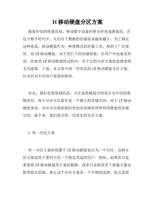 1t移动硬盘分区方案