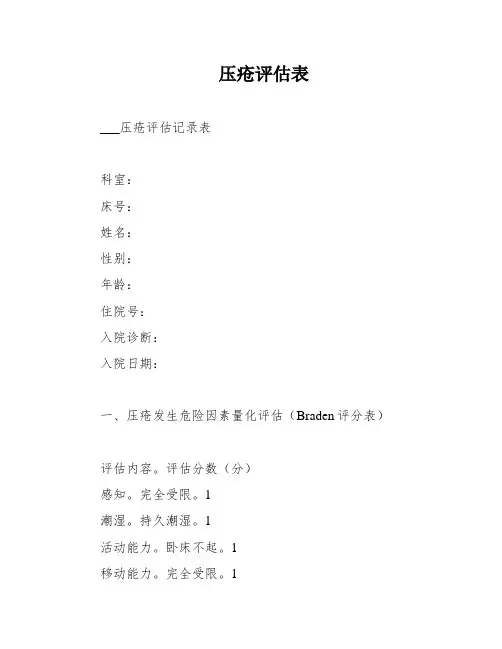 压疮评估表