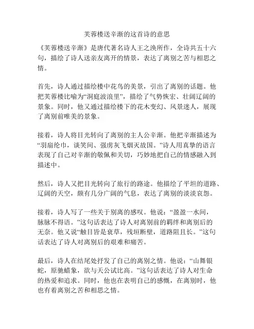 芙蓉楼送辛渐的这首诗的意思