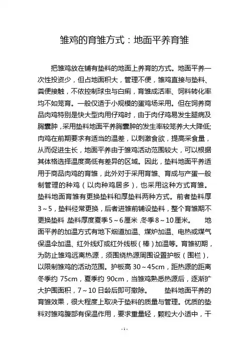 雏鸡的育雏方式：地面平养育雏