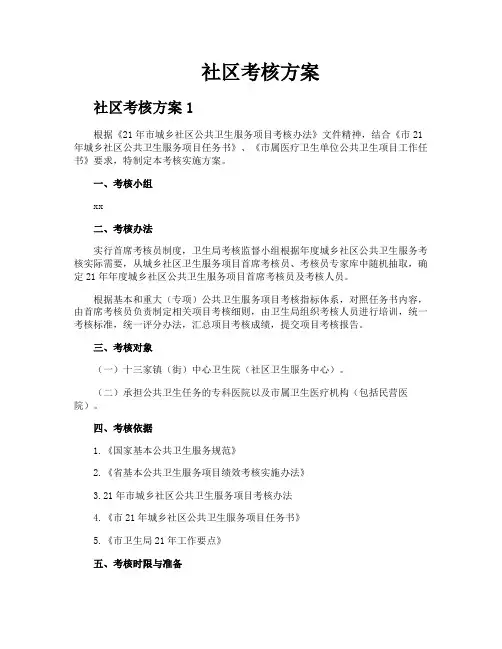 社区考核方案