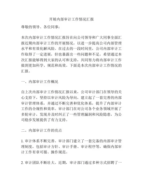 开展内部审计工作情况汇报
